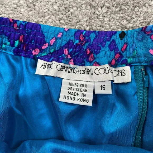 ANNE CRIMMINS for LUMI COLLECTIONS Blue Plaid Silk Skirt Suit Set Size 16 - Picture 4 of 16